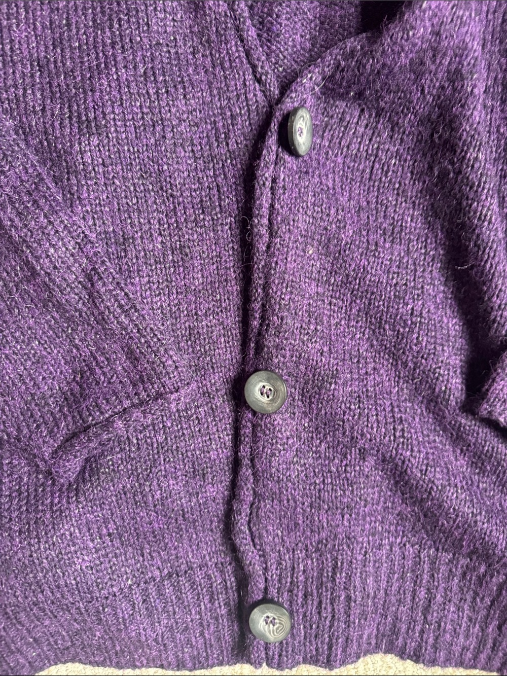 Cozy Deep Purple Button-Front Knit Cardigan - Picture 3 of 9